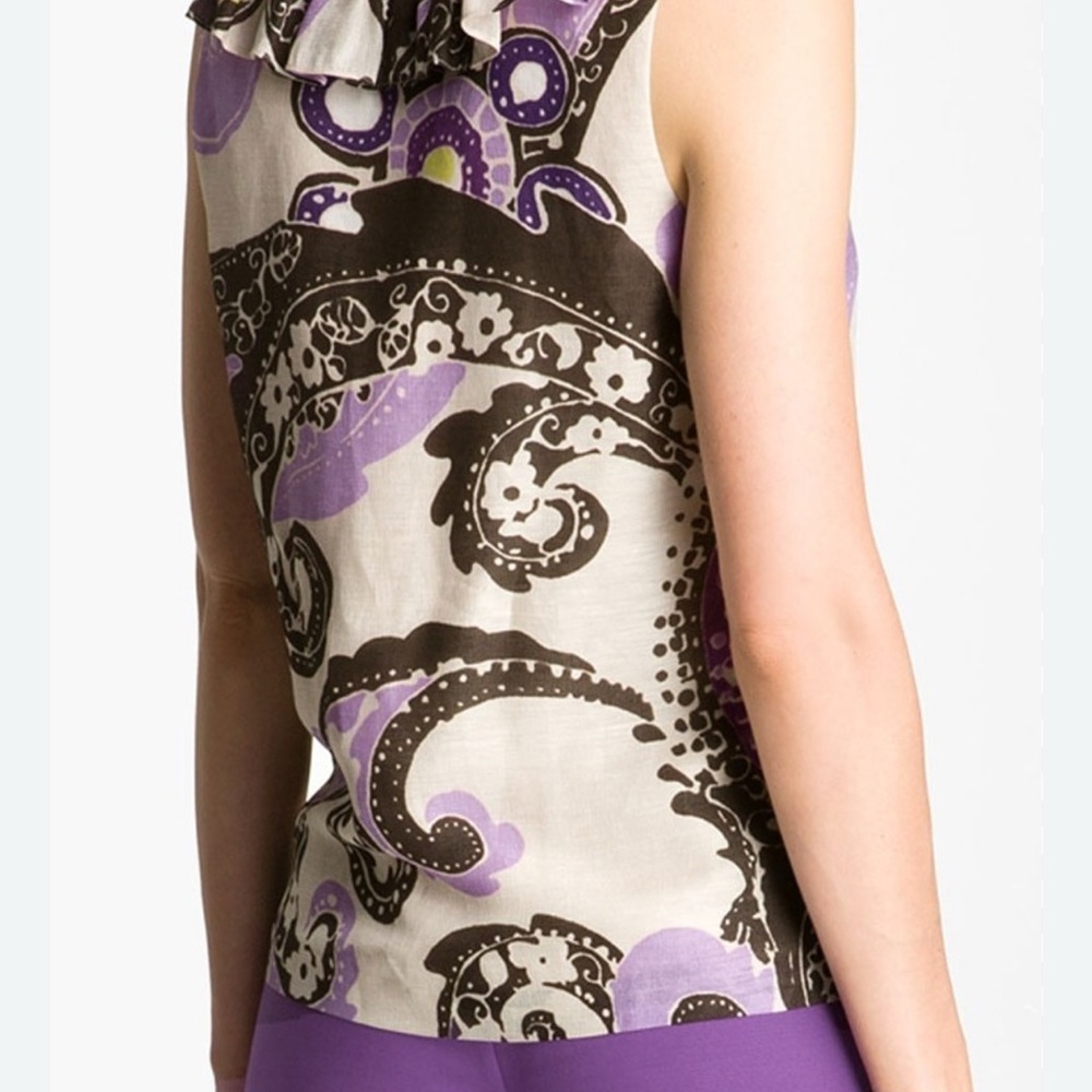 Kate Spade Purple and Brown silk and linen Patterned Blouse - Picture 4 of 7